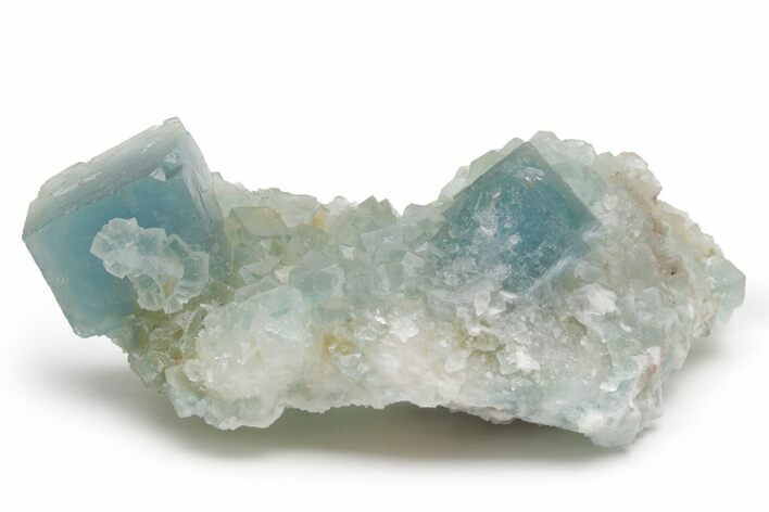 Cubic, Blue-Green Fluorite Crystal Cluster with Phantoms - China #217436